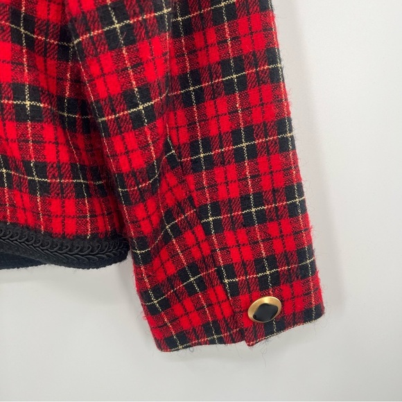 Vintage Pendleton Petite 100% Virgin Wool Tartan Plaid Red Blazer Jacket 10 y2k - Picture 11 of 11